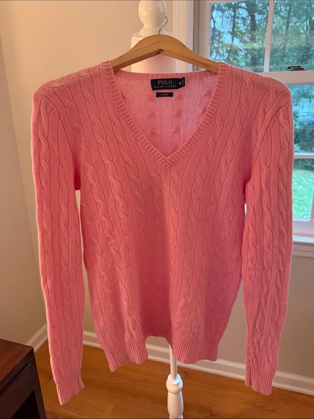 POLO RALPH LAUREN Pink Cashmere V Neck Sweater Size Medium